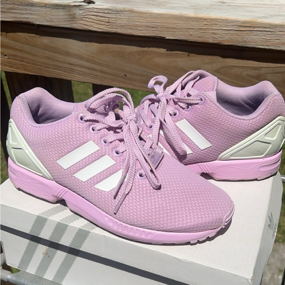 Adidas Pink and White Sneakers Breathable Mesh Design